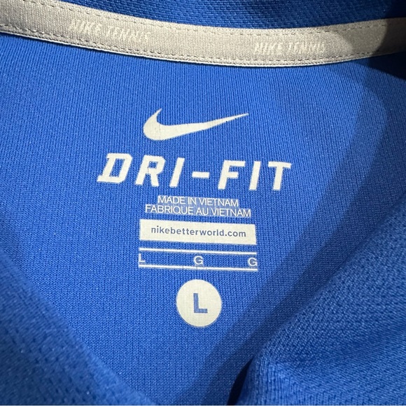 Nike Dri Fit Men’s Blue Polo Shirt Size Large Athletic Golf Tennis Performance - Picture 3 of 8